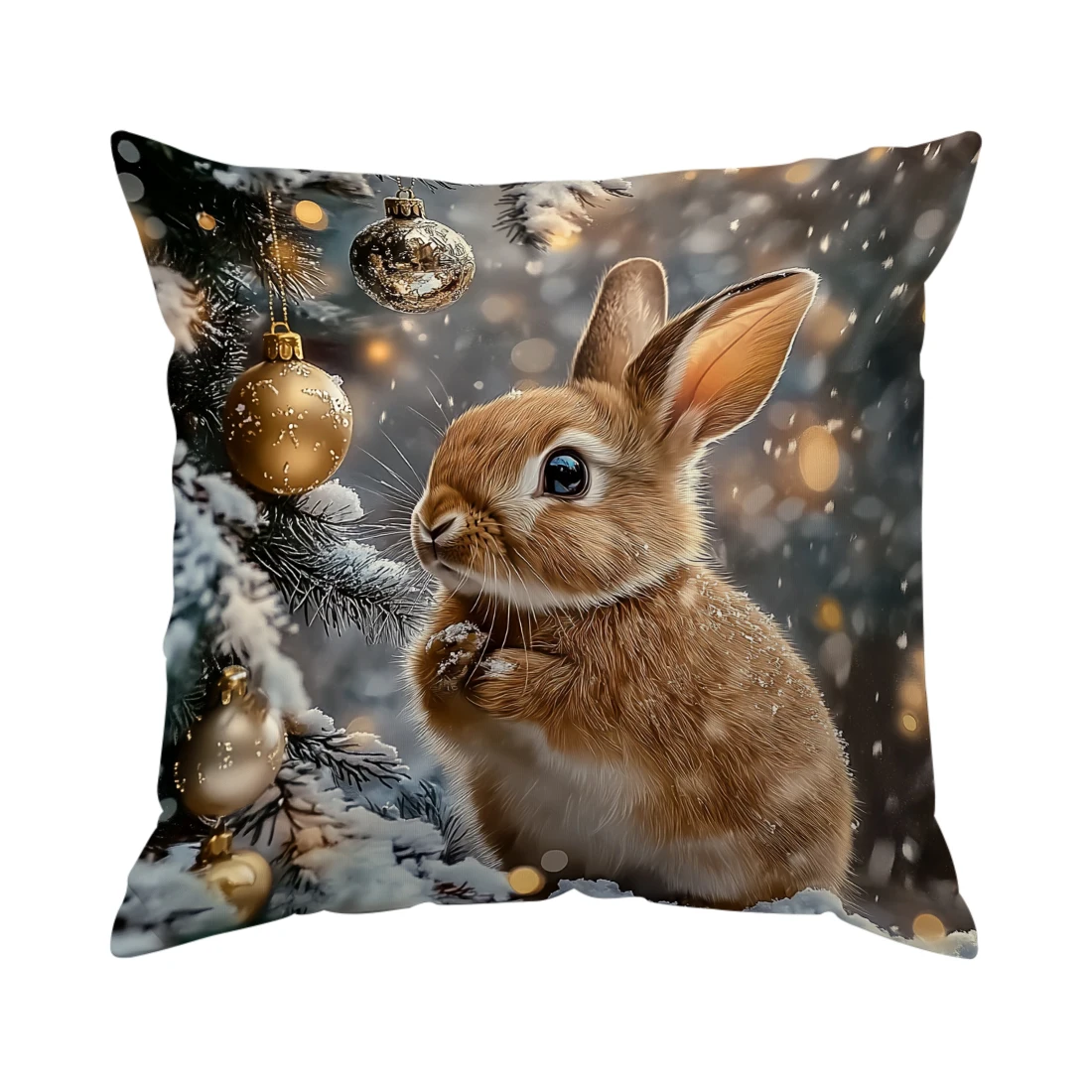 

Декоративная наволочка полиэстер велюр Санта Клаус и кролик 40x40 см