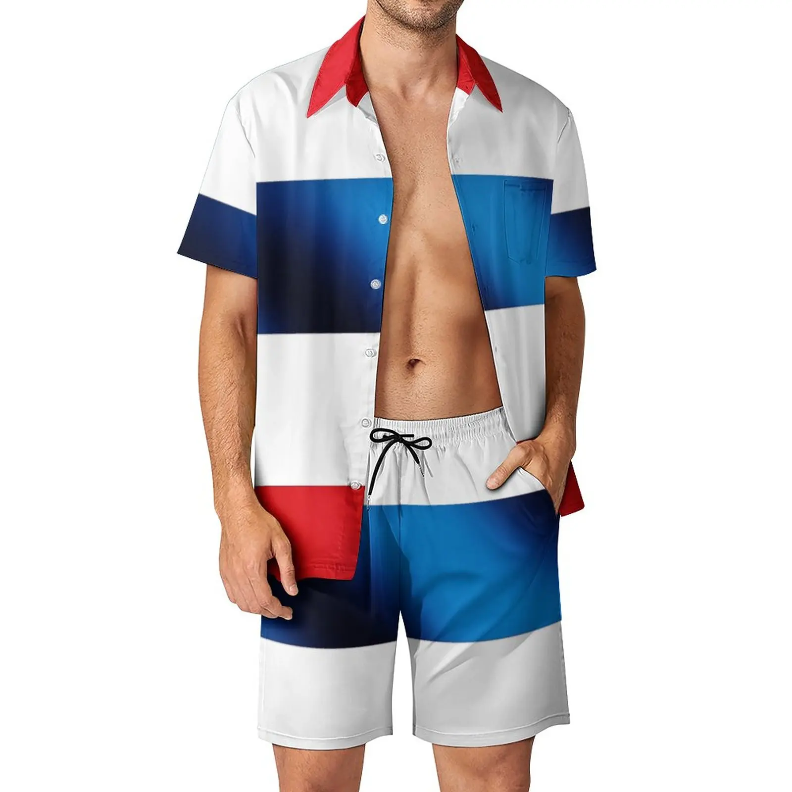 

2 Pieces Coordinates Thailand Flag High Grade Men's Beach Suit Graphic Home USA Size