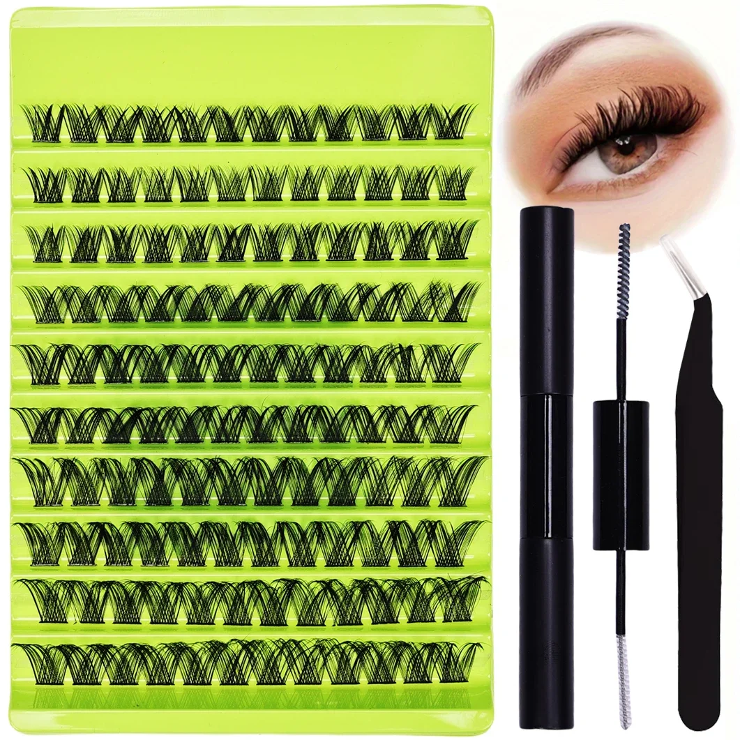 Набор для наращивания накладных ресниц своими руками 120 кластеров инструменты с