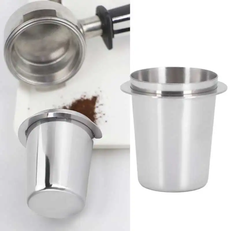 

51mm Stainless Steel Coffee Machine Handle Dosing Cup Mug Coffee Powder Feeder Part Coffee Dosing Cup Sniffing Mug
