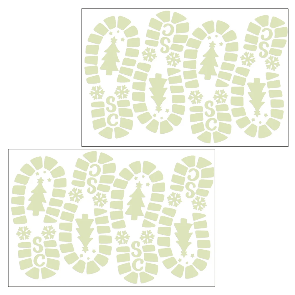 

2 Sheets Luminous Footprint Sticker Adhesive Sticker Christmas Floor Decal Holiday Decor