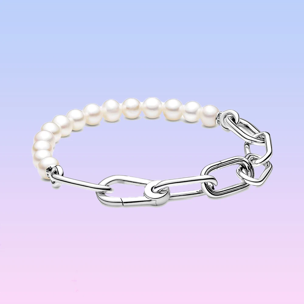 Bracelet à maillons en argent regardé 925 pour femme, convient à Pandora original, perles de charme plus proches, bricolage, anniversaire, cadeaux de fête des mères
