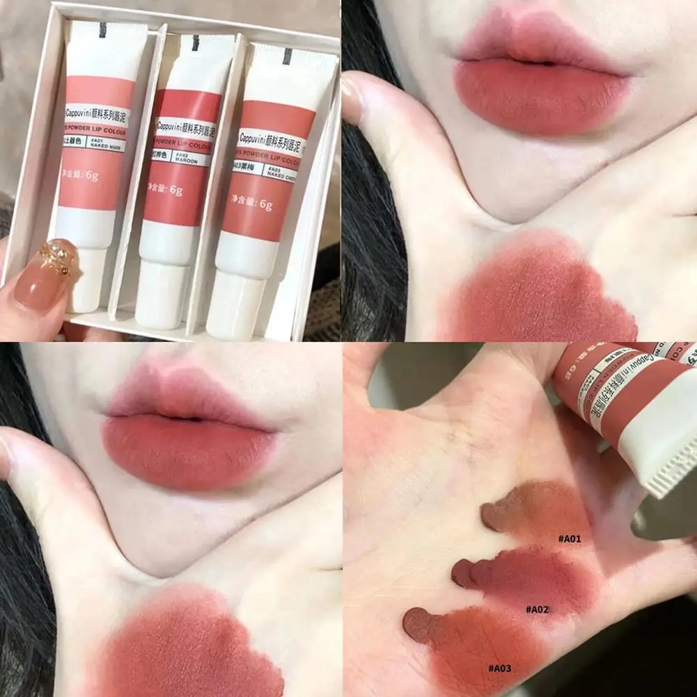 

3 Colors Lipstick Velvet Matte Set Liquid Lipstick Waterproof Nude Lip Gloss Long Lasting Sexy Women Lip Tint Mud Cosmetics Kit