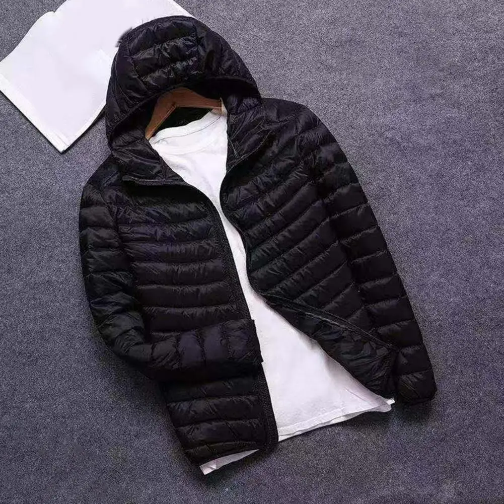 

Popular Men Overcoat Super Soft Pure Color Zipper Hooded Jacket Solid Color Breathable Hooded Jacket Streetwear