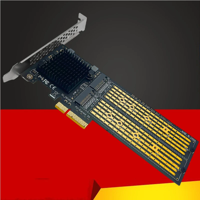 Переходник M2 NVME PCIE без разделения на 2 порта для NVMe SSD M Key B & M Key для расширения PCI Express X4 с низкопрофильным кронштейном
