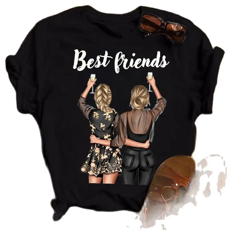 

Tops Good Friend Base Shirt Large Size Women's Print Half Sleeve Short Sleeve T-shirt Oversized T Shirt Harajuku Pro Choice Tee