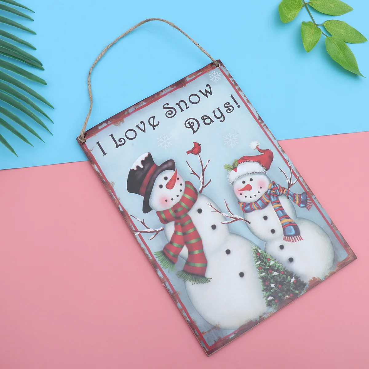 

Christmas Wooden Hanging Plaque I Love Snow Days Door Sign Hanger Wall Decoration