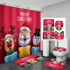 Прочная водонепроницаемая душевая занавеска для ванной комнаты, Набор чехлов на сиденья унитаза, нескользящий коврик для ванной, ковер, декоративный ковер для купания дома на Рождество