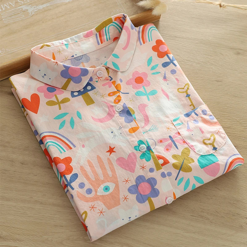 Весенне-осенние повседневные милые топы новая женская одежда свободные рубашки