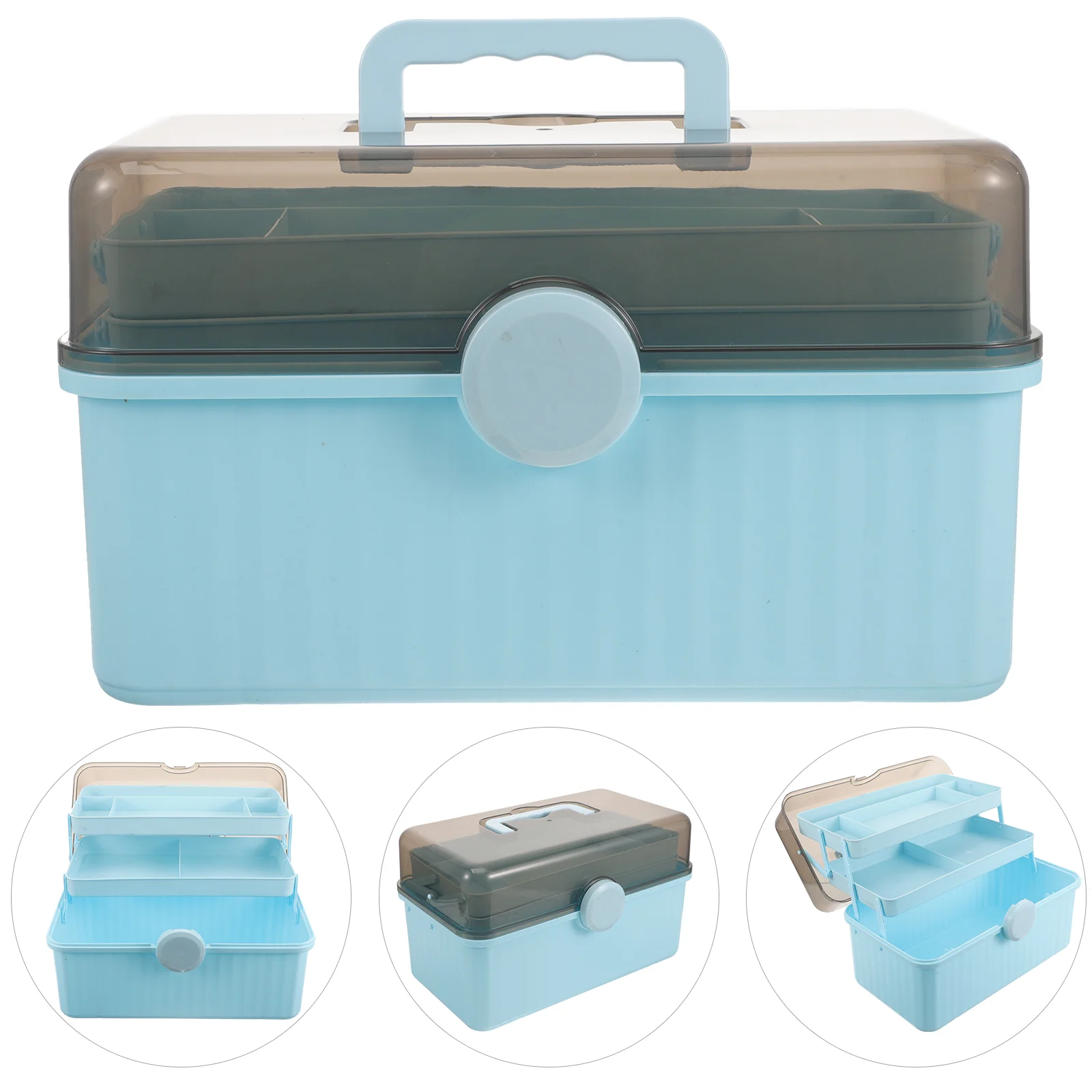 

Medicine First Aid Box Emergency Tin Plastic Storage Organizer with Handle