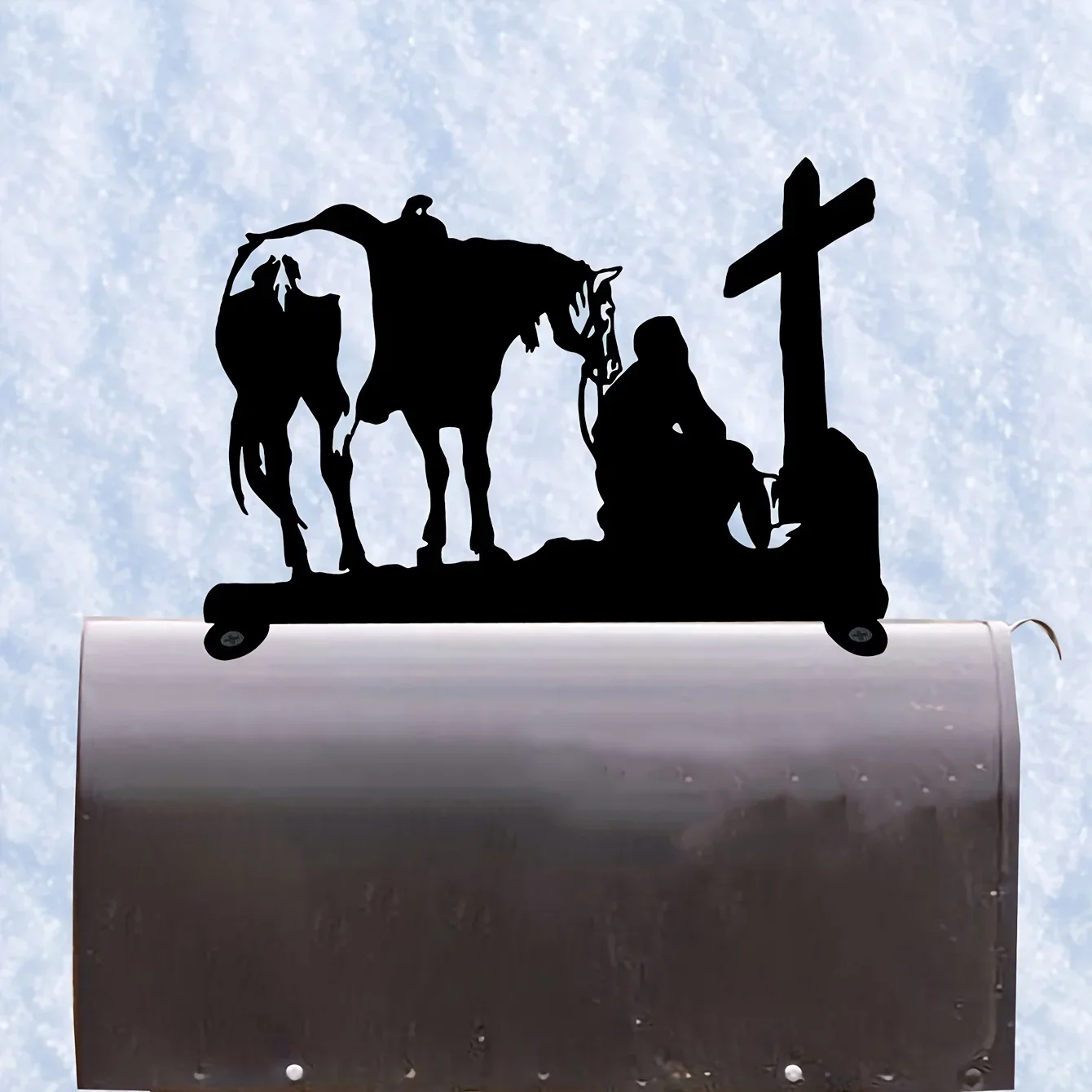 Железная Лошадь И Ковбой Художественный Силуэт Декоративный Почтовый Ящик