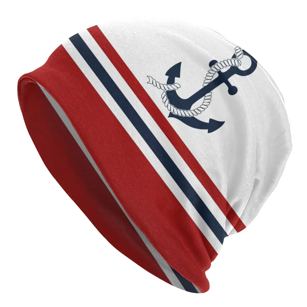 

Nautical Blue Anchors Stripes Bonnet Femme Hip Hop Knit Hat For Women Men Warm Winter Sailing Sailor Beanies Caps