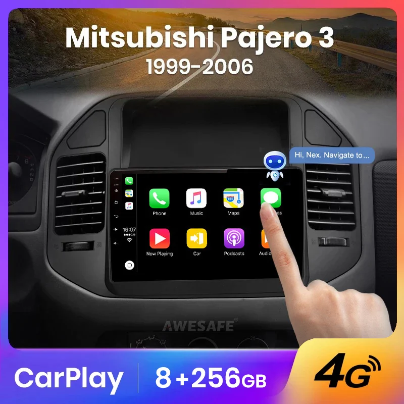 AWESAFE PX9 Интеллектуальное голосовое Андроид-авторадио для Mitsubishi Pajero V60 V68 V73 1999-2006 Carplay Car Multimedia GPS 2din авторадио