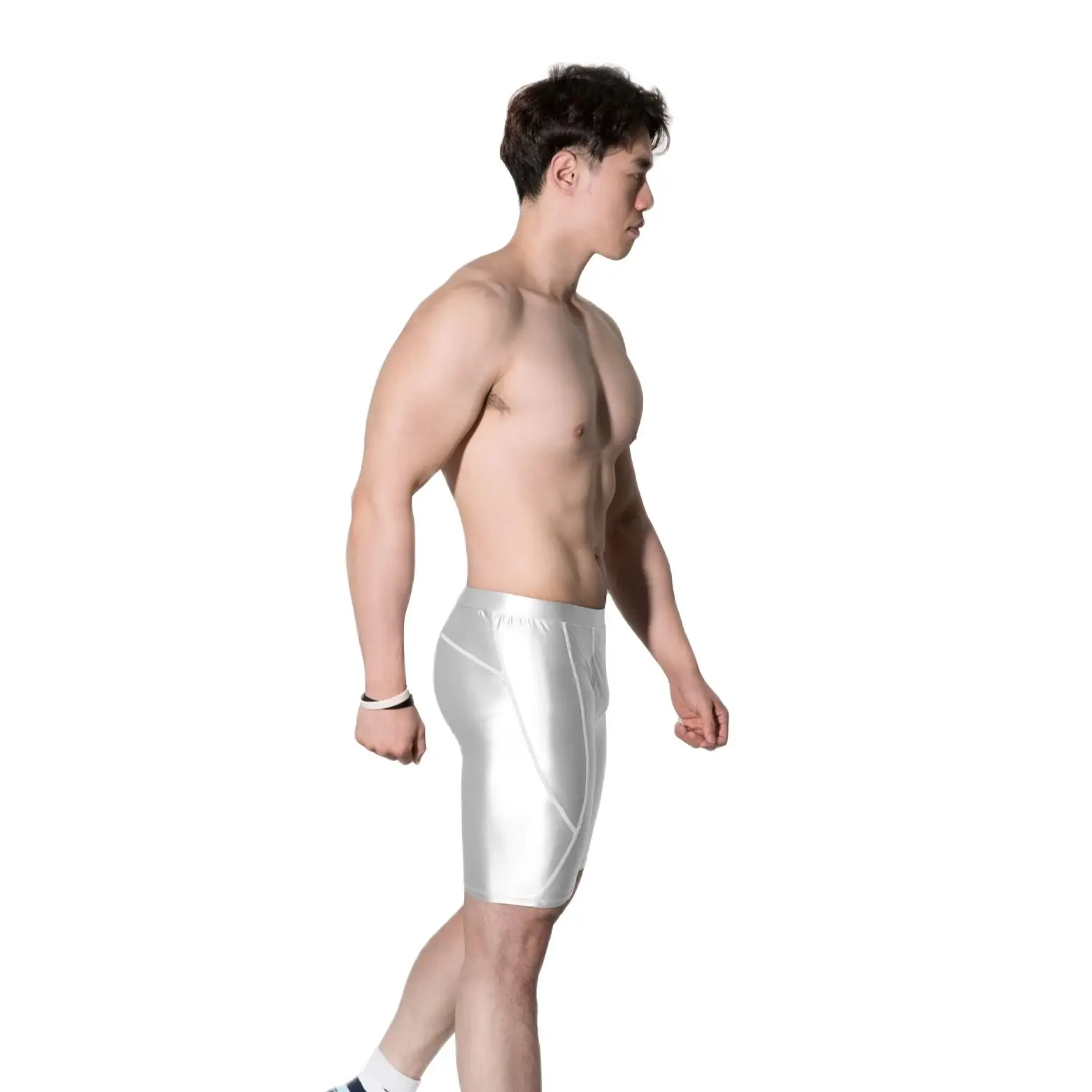 DROZENO Men's Shorts Tight Solid color mid-waist stretch tight plastic breathable men's fitness shorts