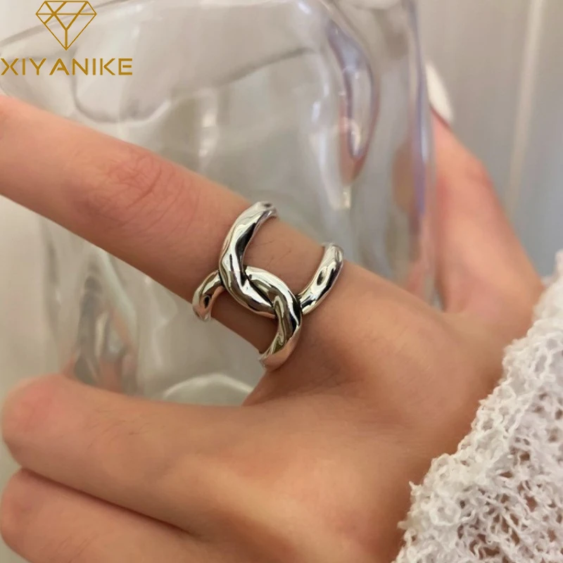 

DAYIN Vintage Lines Crossed Cuff Rings For Women Girl Hip Hop Fashion New Jewelry Friend Gift Birthday Party anillos mujer