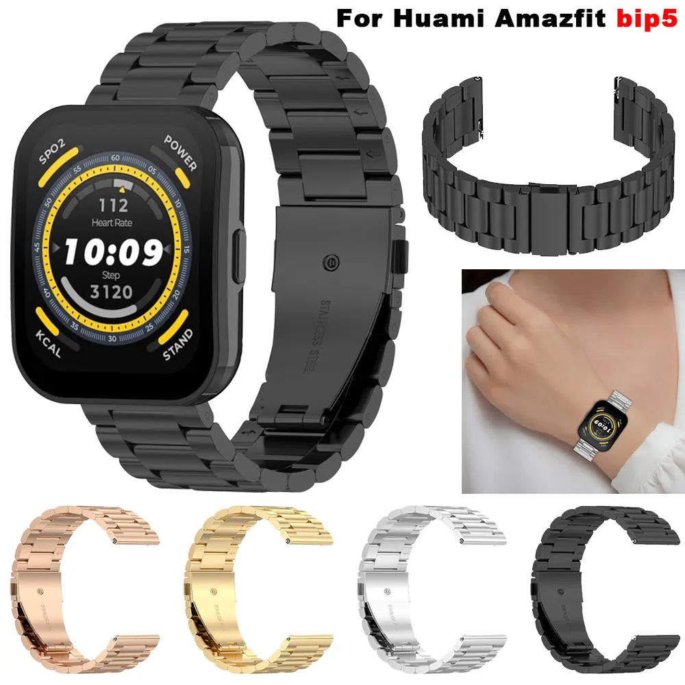 

Stainless Steel Watchband For Amazfit Bip 5 Smartwatch Metal Bracelet Correa Band For Amazfit Bip 5 3 3Pro GTS 4 3 2e 2mini GTR4