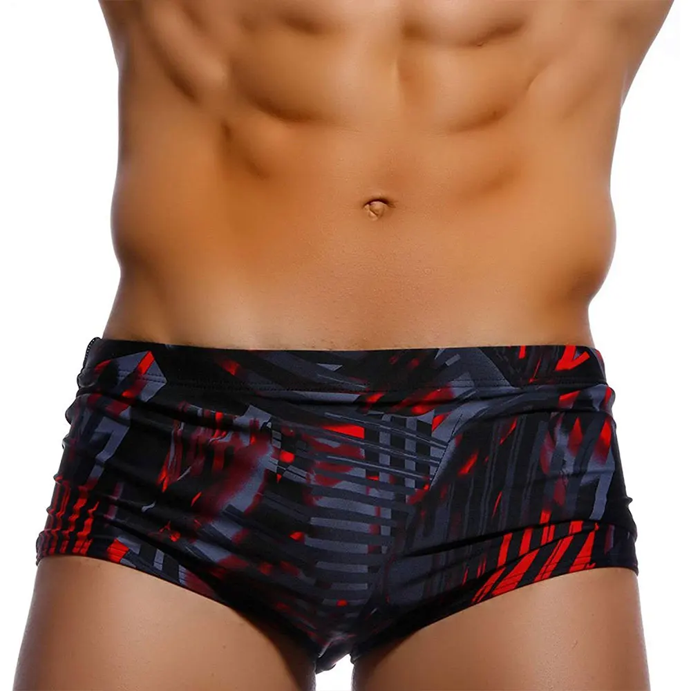 UXH Brand Mens Swimwear With Push-Up Multicolor Trunks Boxer Hi-Q Sexy Men Breathable Swim Suit Speed Matching Beach Shorts