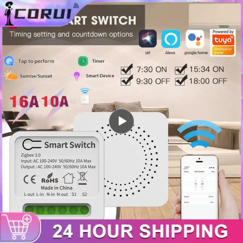 

Mini Switch 10a Zigbee Two Way Control Breaker Voice Control Diy Switch Wireless Switches No Gateway Required Timing