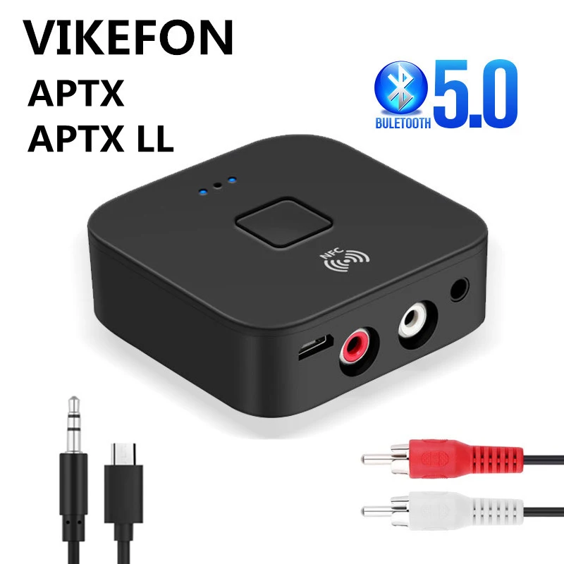 

5.0 Receiver APTX LL 3.5mm AUX Jack RCA Wireless Adapter & Mic NFC For Car Audio Transmitter Amplifier Speaker Auto ON