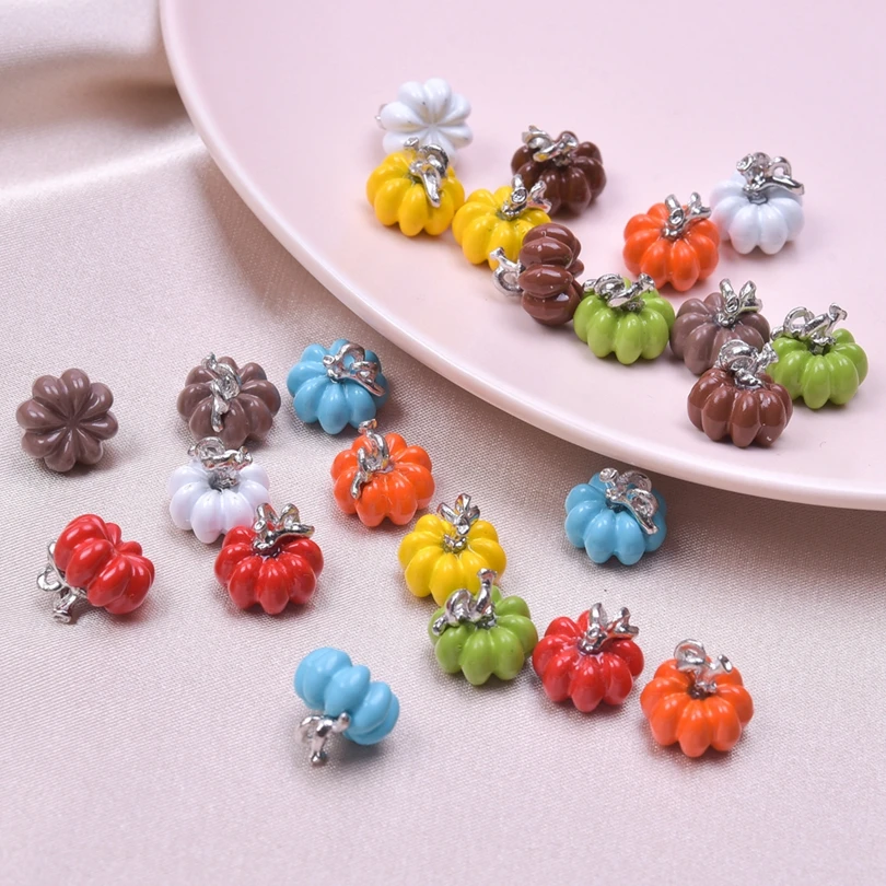 

8Pcs Colorful Halloween Pumpkin Mix Enamel Charm Diy Earring Dangle Pendant Drop Oil Alloy Charm for Jewelry Making Materials