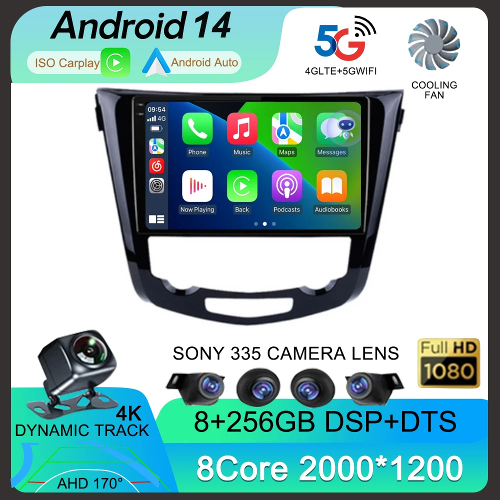 Автомобильный радиоприемник Carplay Android 14 для Nissan X-Trail Xtrail 3 T32 2013-2017 GPS