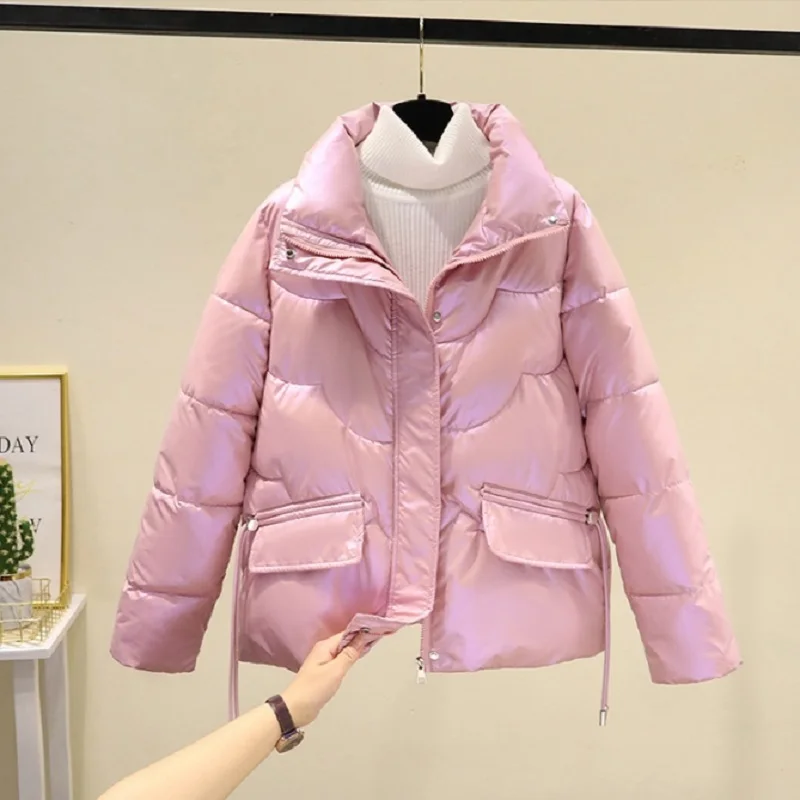 

2022 New Casual Short Parkas Women Fashion Stand Collar Winter Coats Women Clothes Elegant Cotton Padded Jackets 4XL