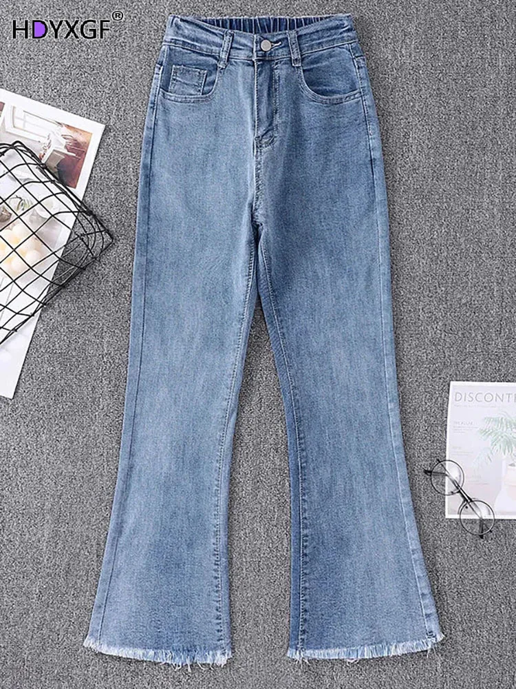 

Узкие расклешенные джинсы с высокой талией, джинсы-бойфренды для женщин, модные прямые джинсовые брюки в Корейском стиле, повседневные мешковатые джинсы большого размера 5xl, Новинка