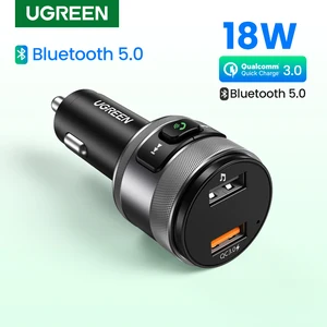 Автомобильное зарядное устройство Ugreen с разъемом USB, FM-передатчиком и функцией быстрой зарядки QC 3,0 Для Xiaomi, Samsung, iPhone, Quick 3,0