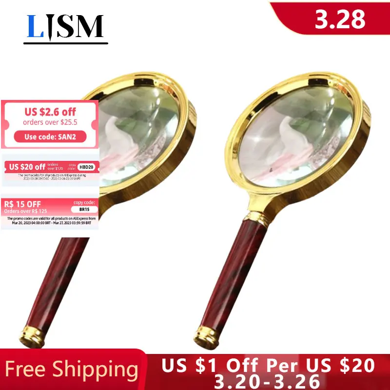 

60mm/70mm/80mm 10X Handheld Magnifier Reading Magnifying Glass High Clarity Loupe For Jewelry Identification Newspaper Book Maps