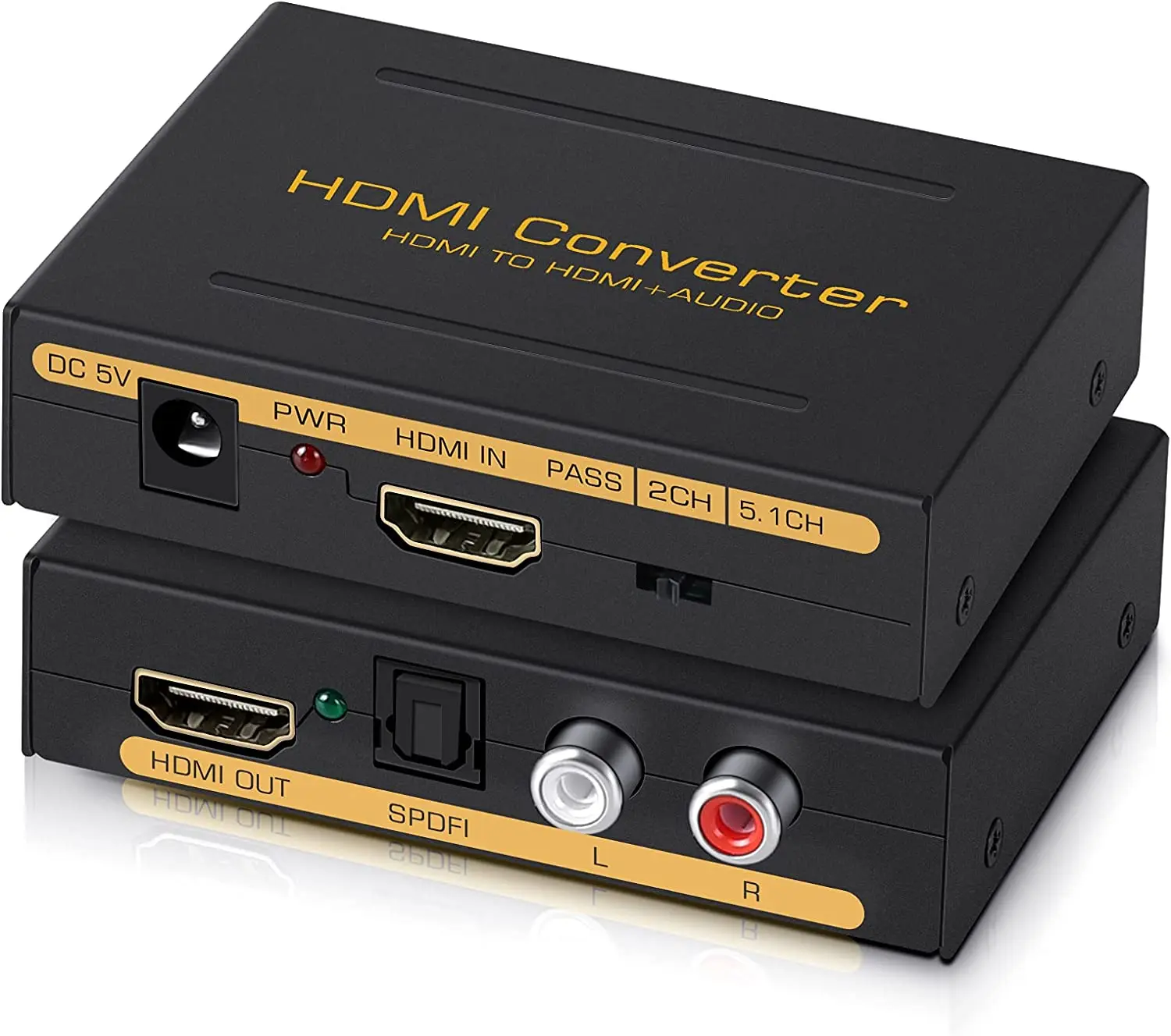 HDMI Audio Extractor Converter HDMI to HDMI + Audio ( SPDIF + RCA L/R Stereo ) for Fire Stick Xbox PS5 Support 3D HDCP2.2 18Gpbs