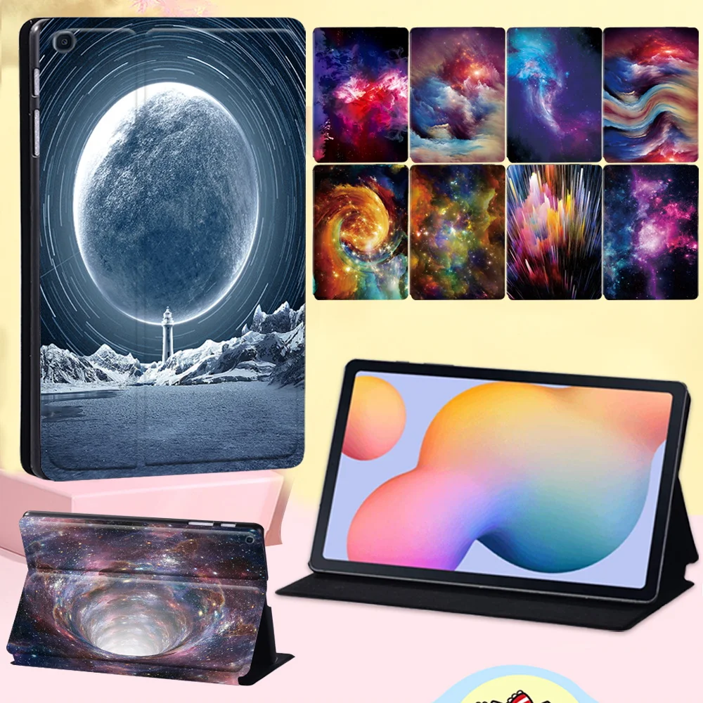 

For Samsung Galaxy Tab S6 Lite 10.4" P610 P615 Anti-scratch Tablet Case Space Pattern Shell Leather Stand Cover + Free Stylus