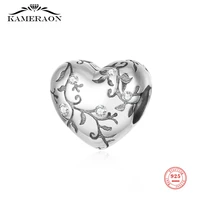 kameraon 925 sterling silver heart hollow out zircon vine charms beads fit original bracelets diy jewelry making for women gifts