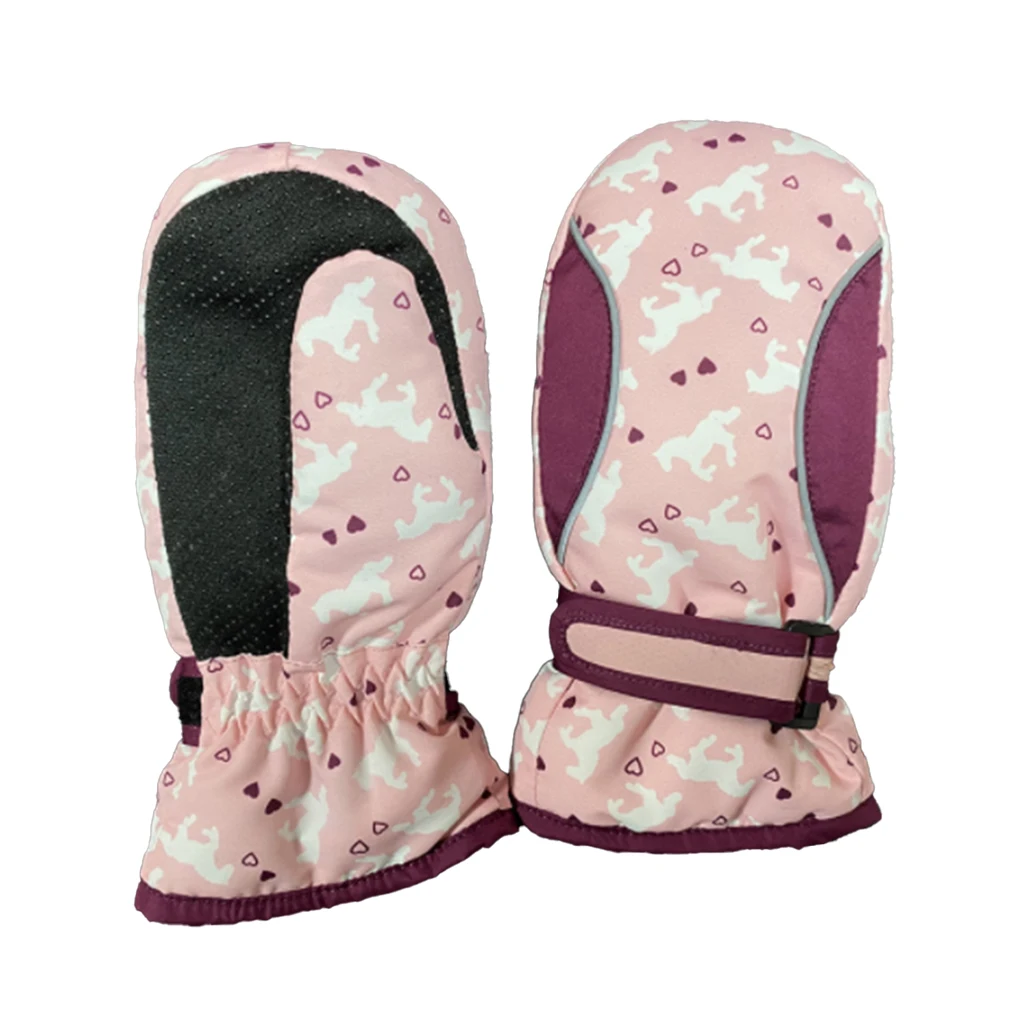 

1 Pair Kids Waterproof Mittens Warm Sports Gear Protective Tools Ski Supplies Comfortable for Cold Weather pink M
