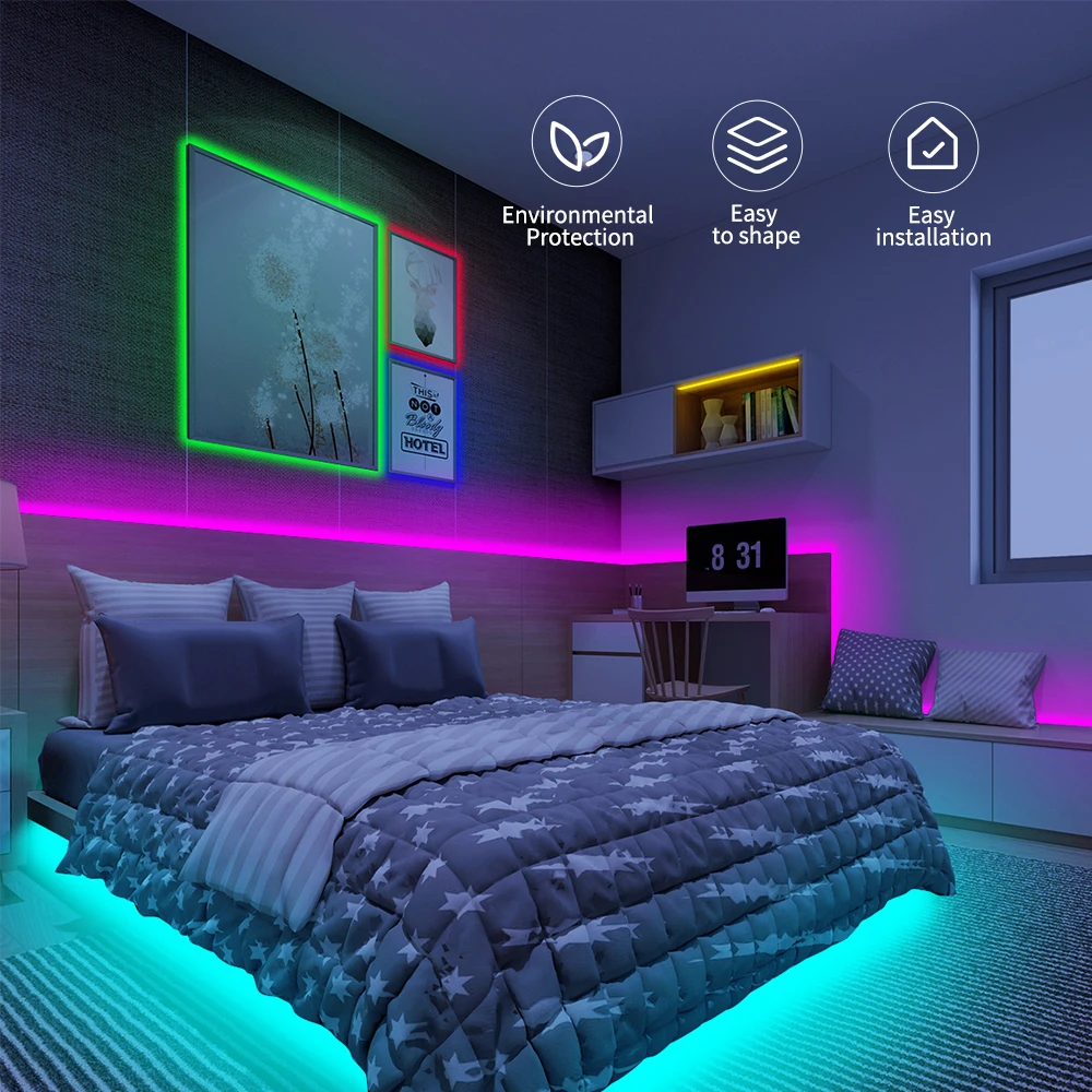 fita led rgb 5050 luz negra IP20/IP65 lampada de 12V para quarto Bluetooth WIFI controller leds decoração luzes natal iluminação luminaria