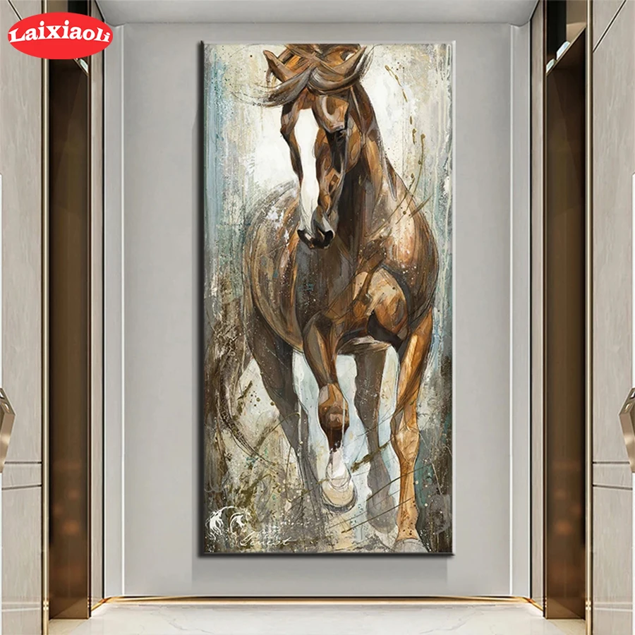 

Diamond Painting Abstract Retro Animal Horse Full Drill Square DIY Diamond Embroidery Cross Stitch Mosaic round Home Decor