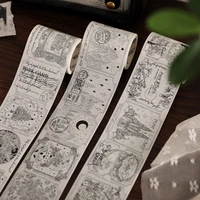 1 roll washi tape silent film praise series creative black white plant ins style hand account material stickers