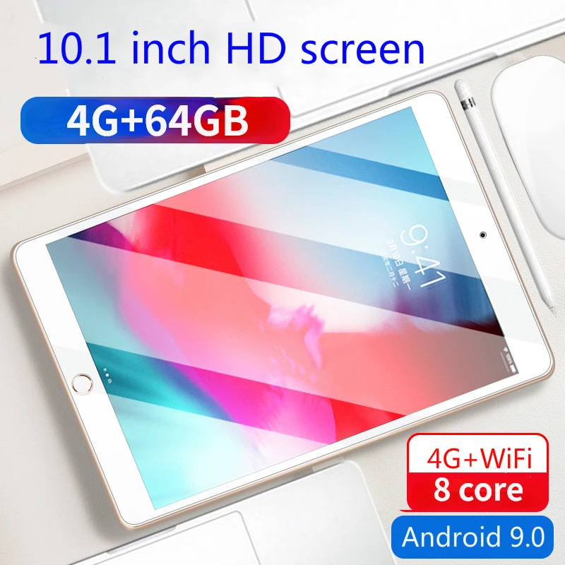 2023 10.1 Inch Octe Core 4G+64GB WiFi Tablet PC 1280*800 IPS Screen  Android 9.0 Dual SIM Dual Camera Rear 5.0MP IPS 4G Phone