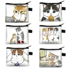 Кошелек для мелочи с милым рисунком кошки, Женский Портативный кошелек для мелочи, чехол для кредитных карт, компактный кошелек, держатель, подарок