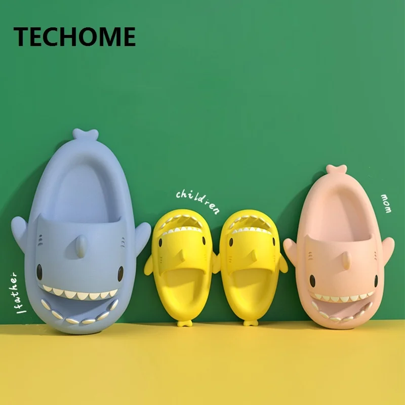 

Shark Slippers 2023 Summer Home Anti-skid Solid Color Couple Parents Kids Outdoor Cool Indoor Household Funny Slippers
