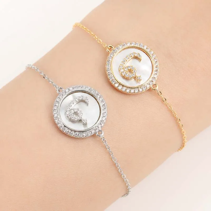 Великолепный элегантный женский Арабский Браслет Alphbet для пар, Круглый Кулон SL3599-BK-11 Sister Gifts