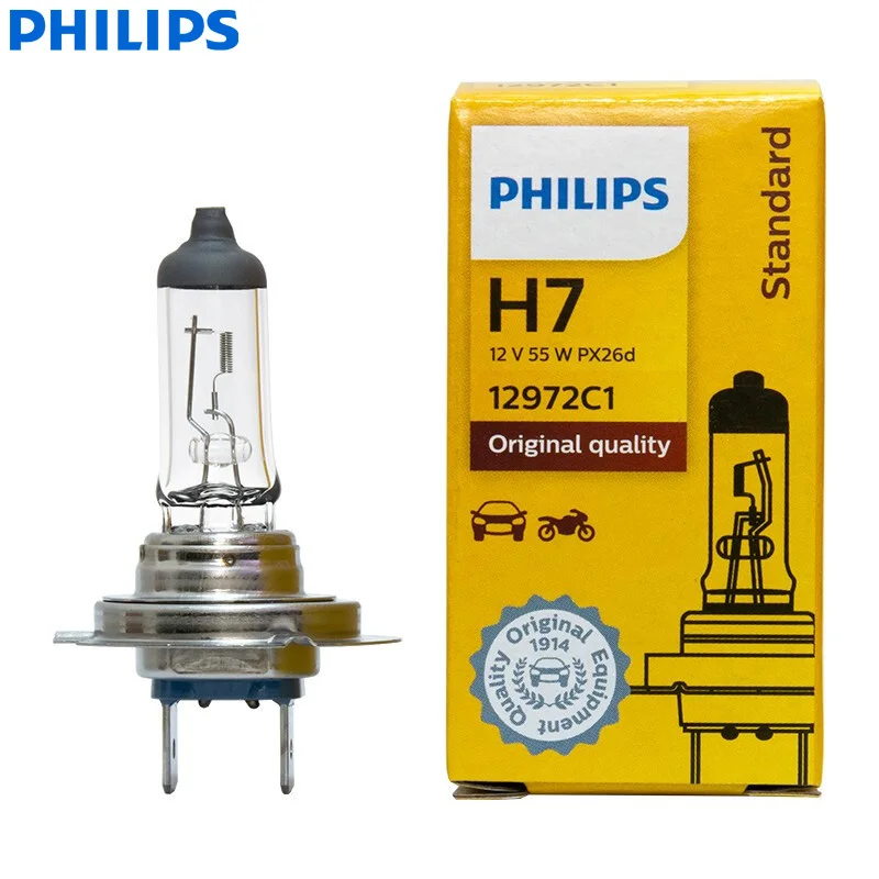 

Philips Vision H7 12V 55W PX26d Standard Car Headlight Halogen Auto Lamp Original High Low Beam ECE Genuine 12972C1, 1x