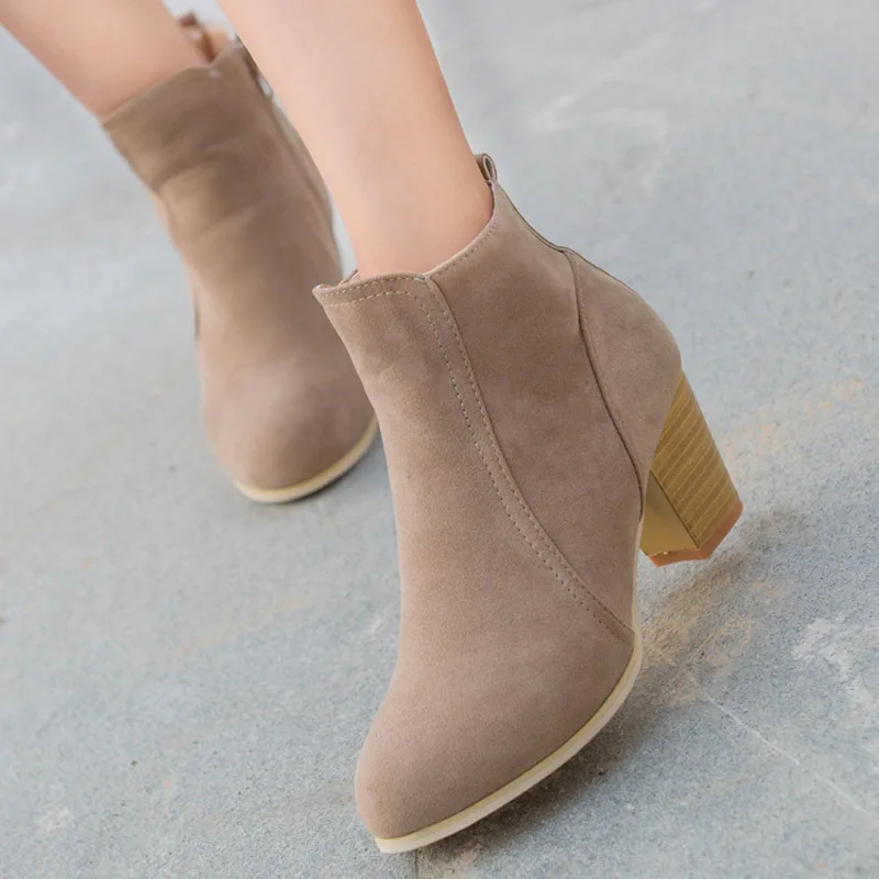 

Женские ботильоны из нубука, вечерние высоком каблуке, с молнией сбоку