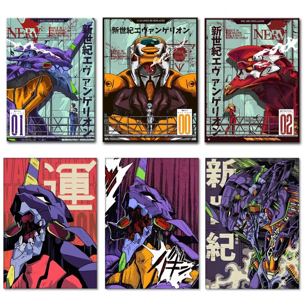 

Japanese Anime Canvas Print Eva Poster Comic Wall Art Hanging Pictures for Living Room Home Decor Mural Kids Gift Frameless