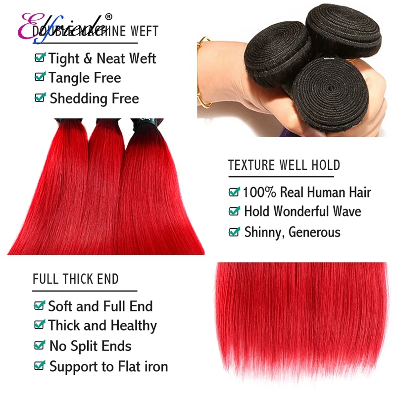 Elfriede # T1B/красные прямые цветные волосы с эффектом омбре искусственные