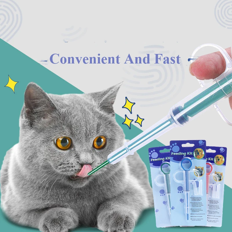 

Pet Medicine Feeder Cat Dog Pressing Type Can Clip Pill Needle Double End Deworming Medicine Feeder
