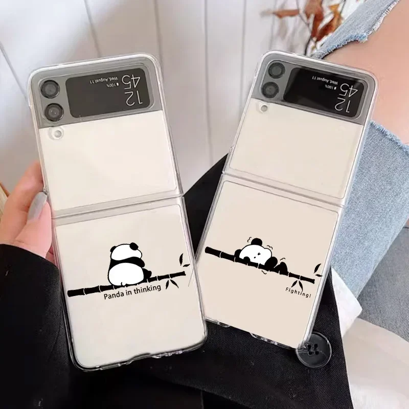 Прозрачный складной чехол для телефона с рисунком панды Samsung Galaxy Z Flip 5 ZFlip 6