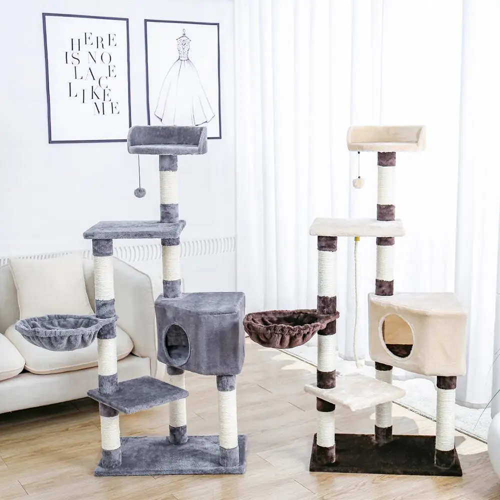 

Cat Tree House Condo Playground Stratcher Furniture for Cats Kittens Multi-Level Tower for Cats Play Cozy Nest Home Pet Cat Toys