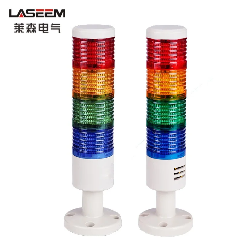 GJB-369 Industrial 4 Layers Red Safety Alarm Lamp Disk Base Led Signal Tower Warning Light DC12/24V AC220V with Buzzer