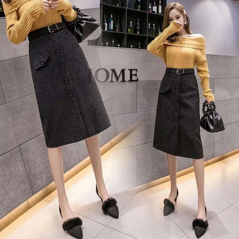 Женская шерстяная юбка универсальная стильная средней длины из коллекции