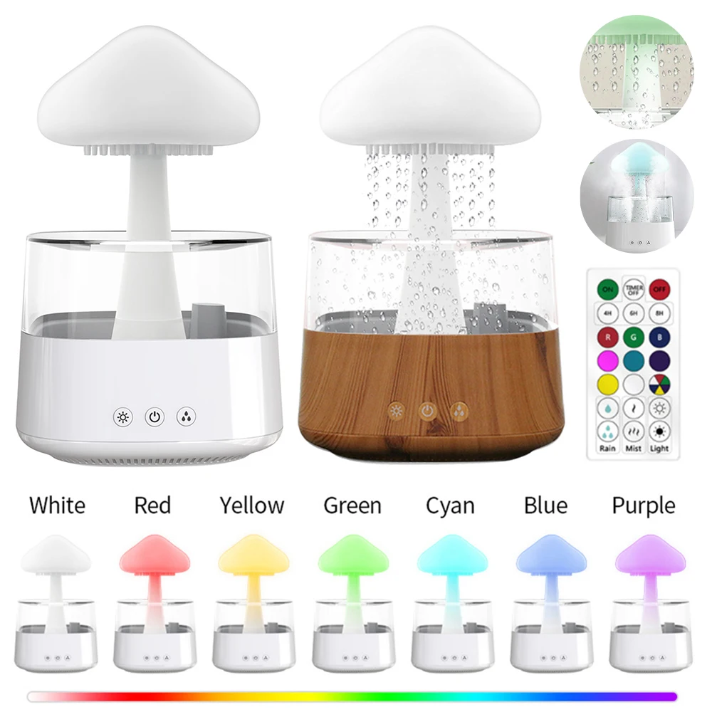 

Mushroom Rain Air Humidifier Colorful Night Light Mini Aroma Diffuser Moisturize Skin Relieve Fatigues for Friends Family Gifts